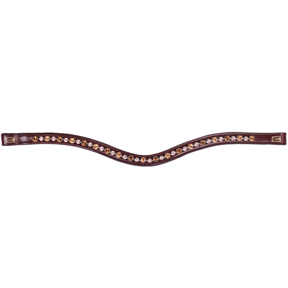 Browband E-Logo & Cappuccino/Topaz Crystals Brown/Brass