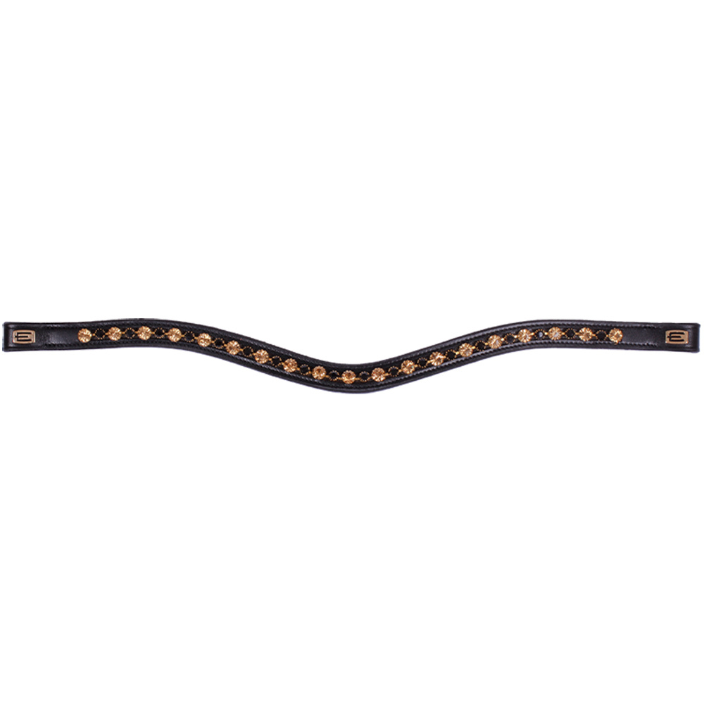 Browband E-Logo & Gold/Black Crystals Black/Brass