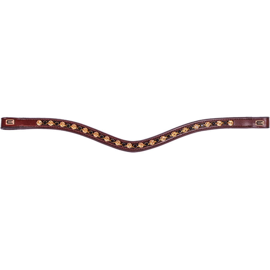 Browband E-Logo & Gold/Black Crystals Brown/Brass