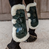 Tendon Boots Vegan Sheepskin Bamboo Elastic Dark Green Tendon Boots Vegan Sheepskin Bamboo Elastic Dark Green