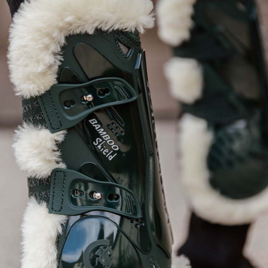 Tendon Boots Vegan Sheepskin Bamboo Elastic Dark Green