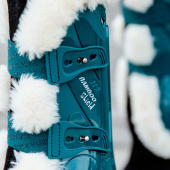 Tendon Boots Vegan Sheepskin Bamboo Elastic Emerald Green Tendon Boots Vegan Sheepskin Bamboo Elastic Emerald Green