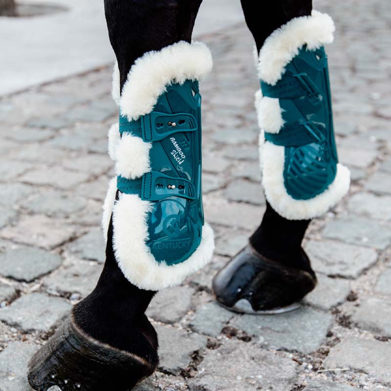 Tendon Boots Vegan Sheepskin Bamboo Elastic Emerald Green