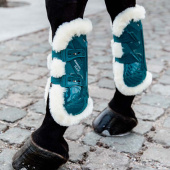 Tendon Boots Vegan Sheepskin Bamboo Elastic Emerald Green Tendon Boots Vegan Sheepskin Bamboo Elastic Emerald Green