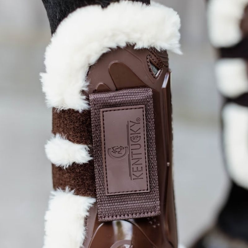 Tendon Boots Vegan Sheepskin Velcro Brown