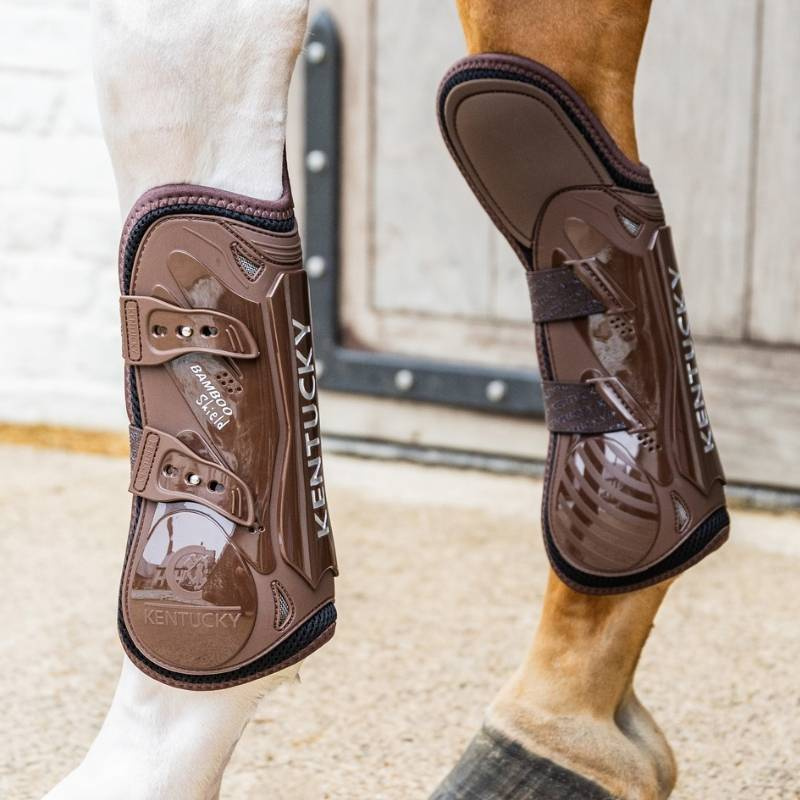 Tendon Boots Bamboo Shield Elastic Knee Protection Brown