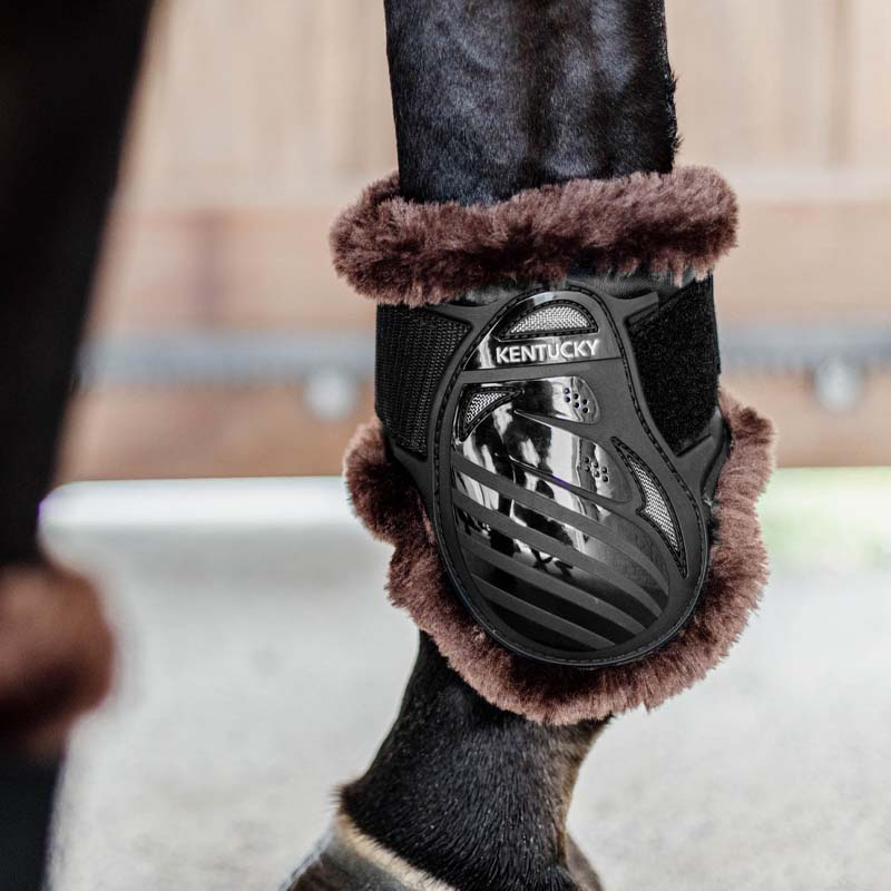 Fetlock Boots Young Vegan Sheepskin Black/Brown