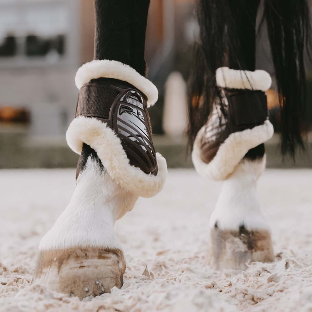Young Horse Sheepskin Fetlock Boots Shield Brown