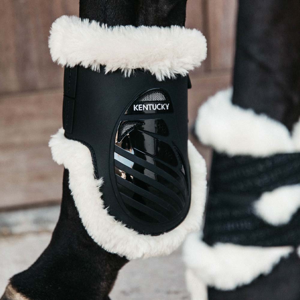 Fetlock Boots Elastic Vegan Sheepskin Black