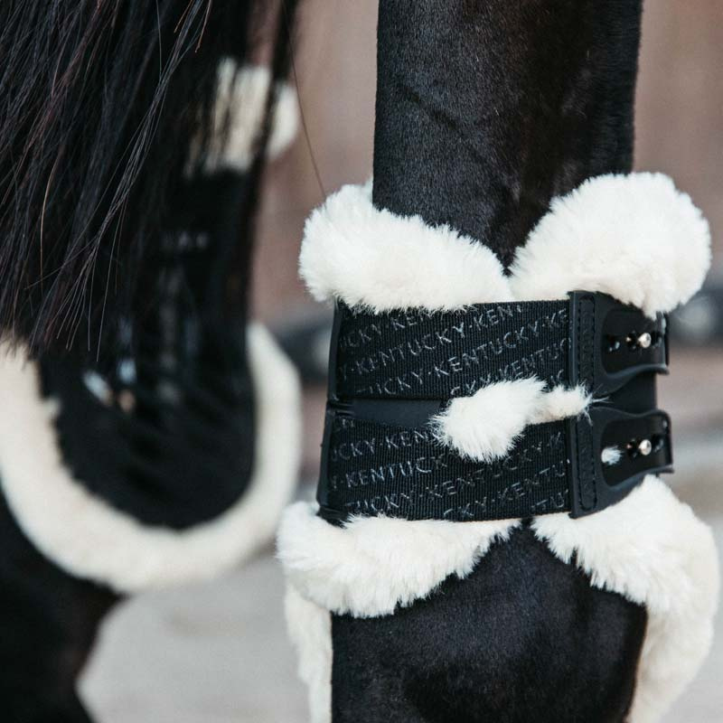 Fetlock Boots Elastic Vegan Sheepskin Black