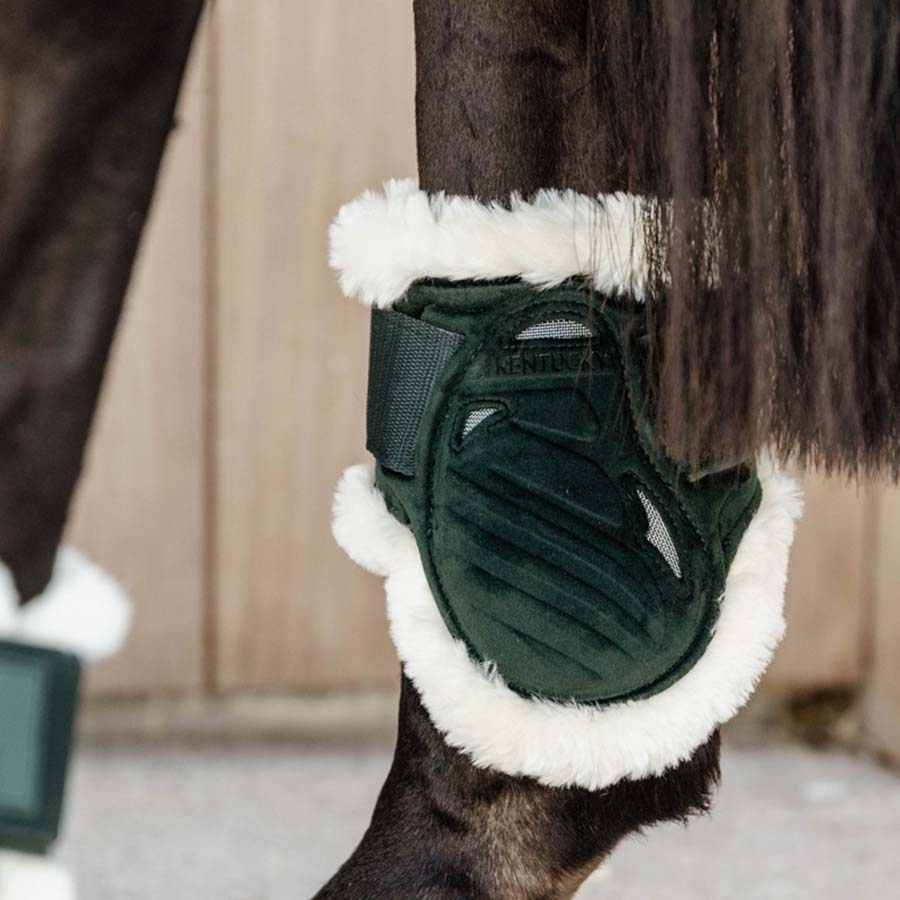 Fetlock Boots Young Vegan Sheepskin Velvet Dark Green