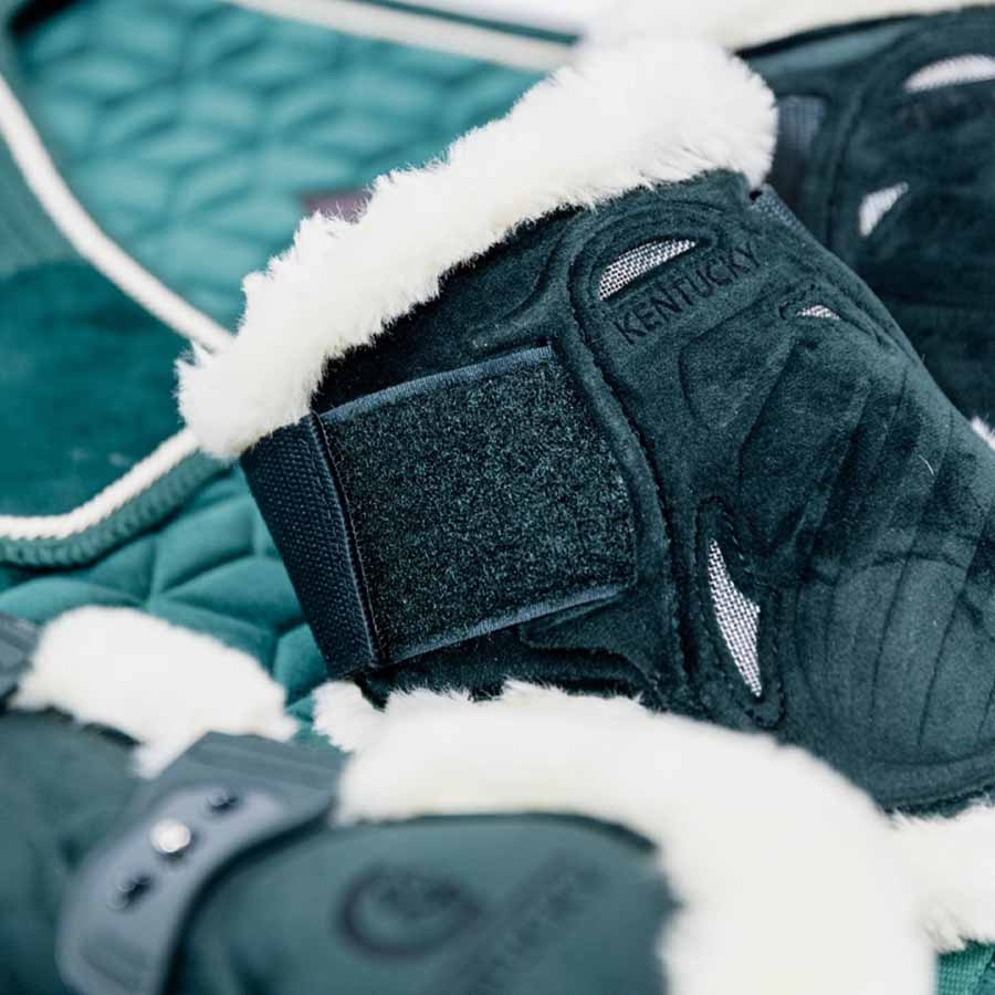 Fetlock Boots Young Vegan Sheepskin Velvet Dark Green