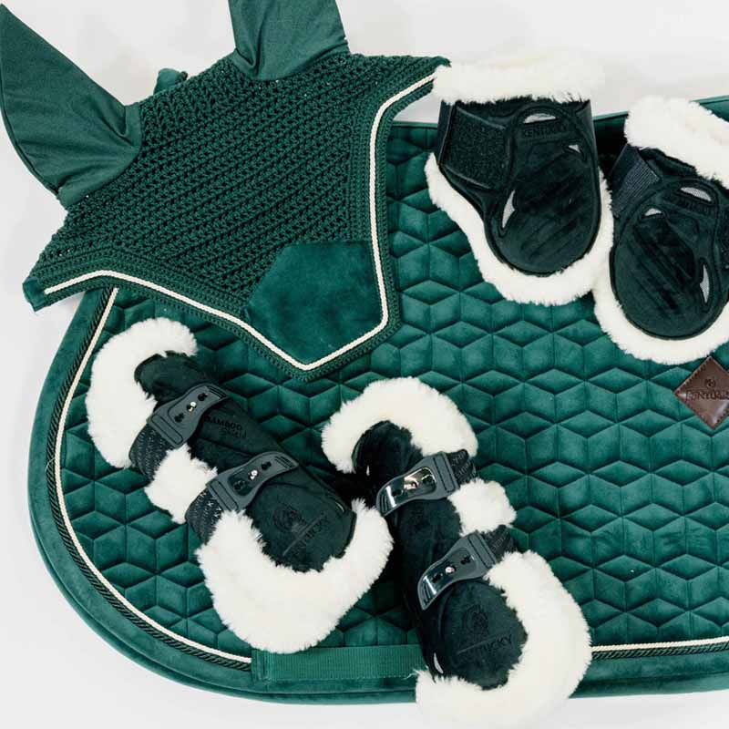 Fetlock Boots Young Vegan Sheepskin Velvet Dark Green