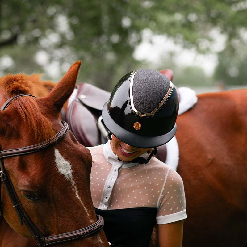Riding Helmet Kylo Gloss Glitter Wide Peak Black/Rose Gold