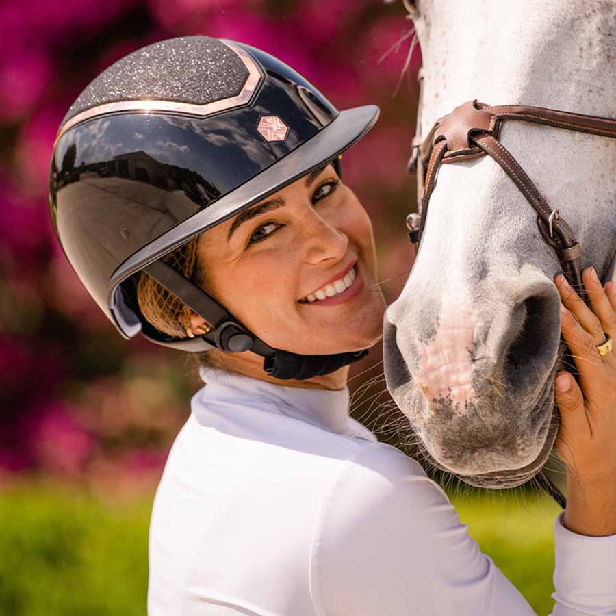 Riding Helmet Kylo Gloss Glitter Wide Peak Black/Rose Gold