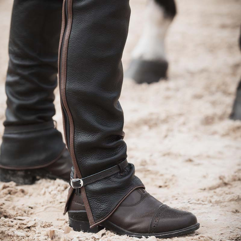 Long Leather Chaps Black