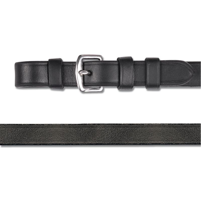 Curb Reins Leather 12mm Buckles Black