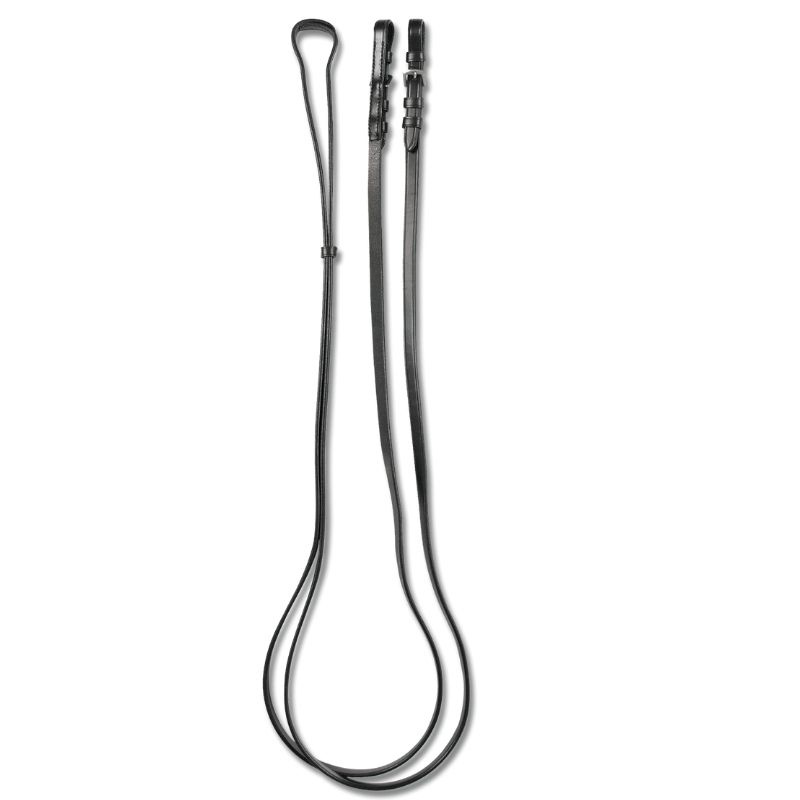 Curb Reins Leather 12mm Buckles Black
