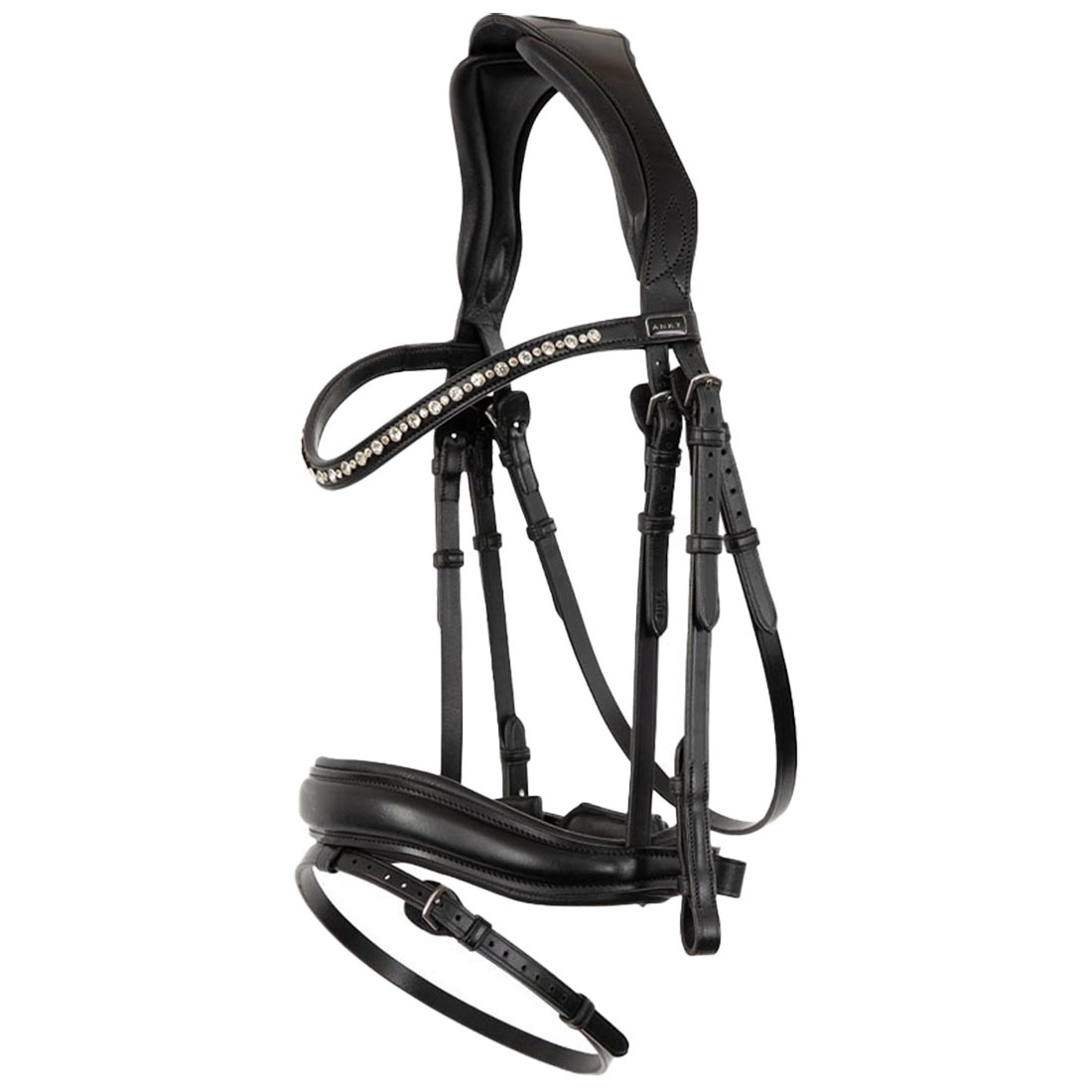 Anatomic Dressage Bridle Comfort Fit Pullback with Reins Black