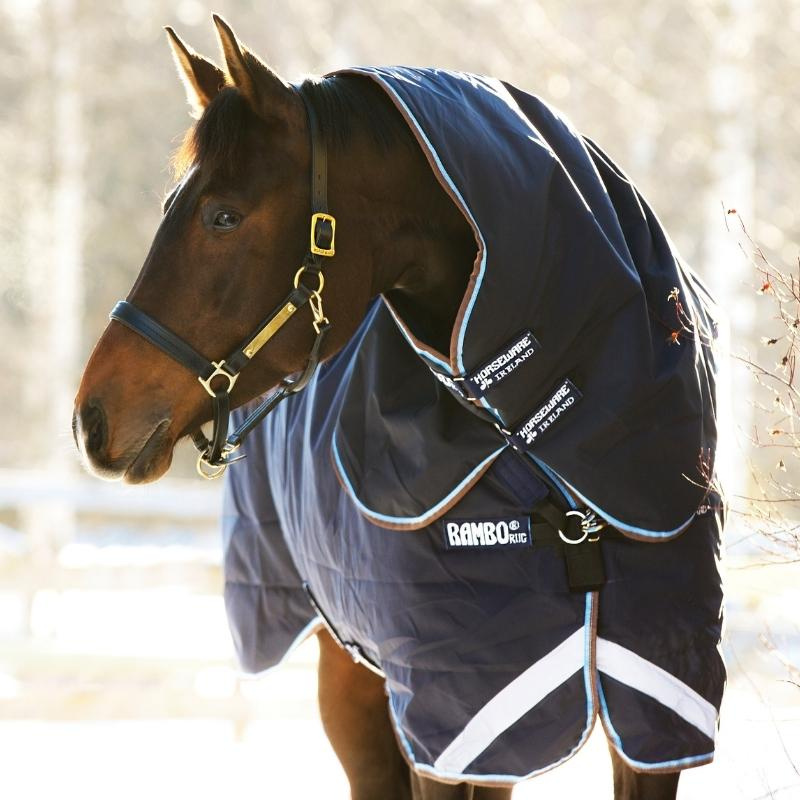Turnout Rug Rambo Duo Plus 1000D (100g + 300g) Navy/Light Blue/Brown