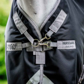 Turnout Rug with Hood Amigo Bravo 12 Plus 100g Black/Gray Turnout Rug with Hood Amigo Bravo 12 Plus 100g Black/Gray