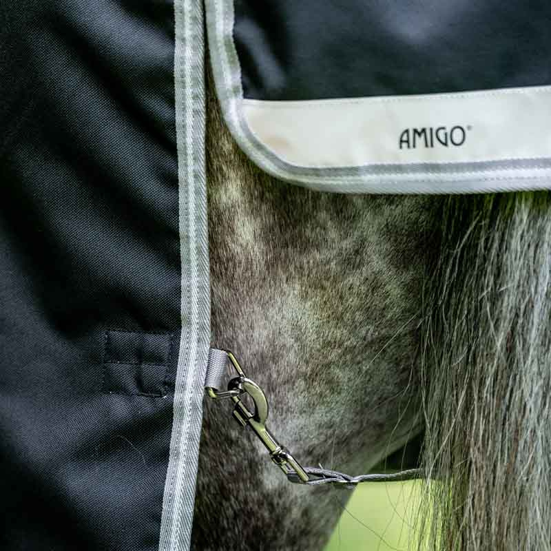 Turnout Rug with Hood Amigo Bravo 12 Plus 100g Black/Gray