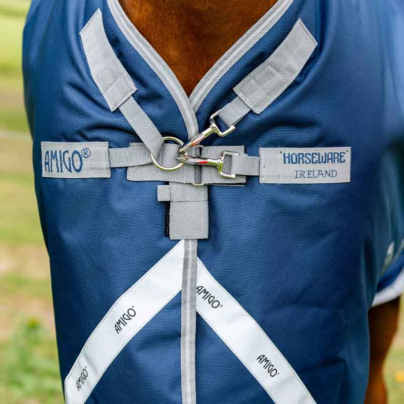 Turnout Rug with Hood Amigo Bravo 12 Plus 100g Navy Blue/Gray