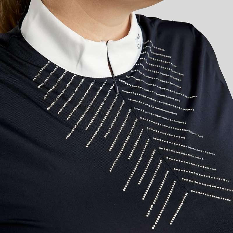 Competition Top Bling Curve Navy Blue