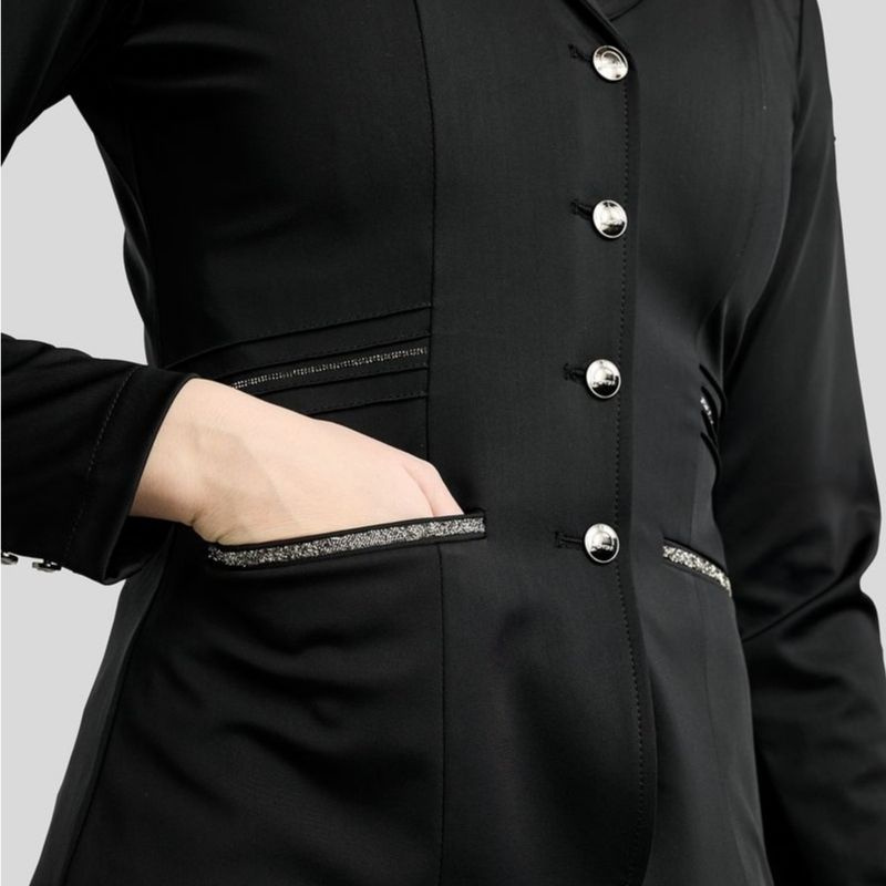 Competition Jacket MoKelly Softshell Gun Metal Crystals Black