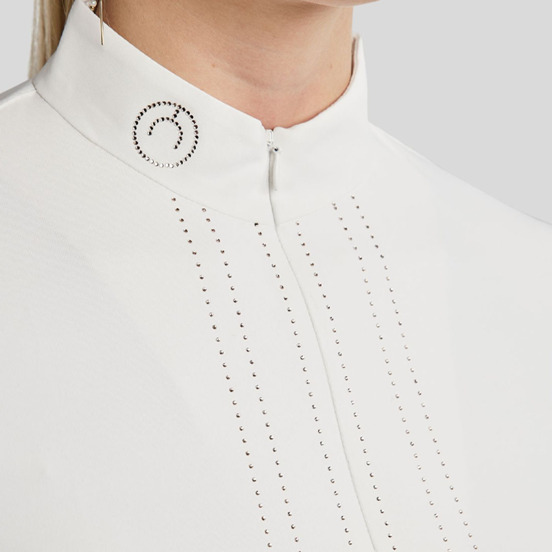 Competition Top MoVioletta Champagne Crystals White