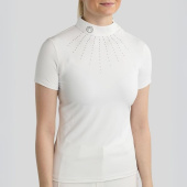 Competition Top MoMina Short Sleeve Gun Metal Crystals White Competition Top MoMina Short Sleeve Gun Metal Crystals White