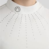 Competition Top MoMina Short Sleeve Gun Metal Crystals White Competition Top MoMina Short Sleeve Gun Metal Crystals White