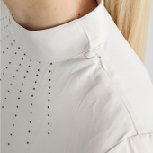 Competition Top MoMina Short Sleeve Gun Metal Crystals White Competition Top MoMina Short Sleeve Gun Metal Crystals White