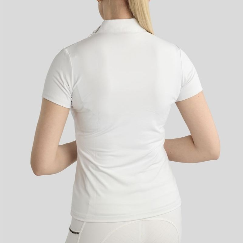 Competition Top MoMina Short Sleeve Gun Metal Crystals White