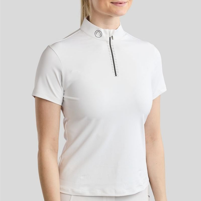 Competition Top MoMaddy Short Sleeve Gun Metal Crystals White