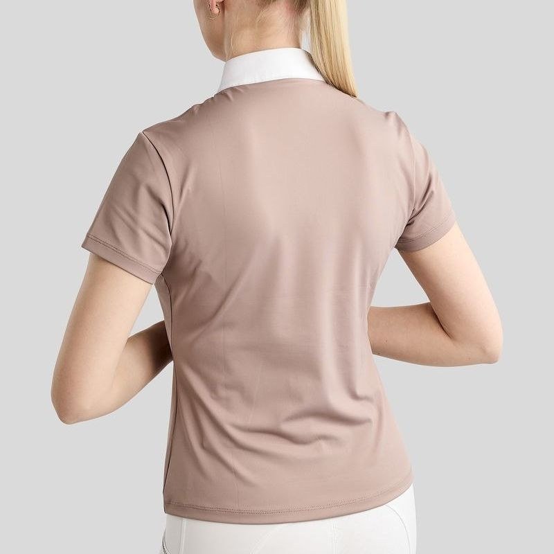 Competition Top MoMaddy Short Sleeve Gun Metal Crystals Pearl Grey