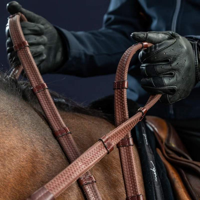 Rubber Reins with Stops 13mm Dyon Collection Brown