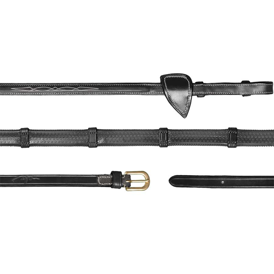 Rubber Reins with Stops 13mm DC Black