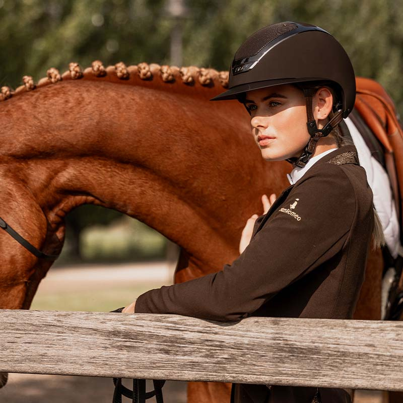 Riding Helmet Star Lady Chrome Brown