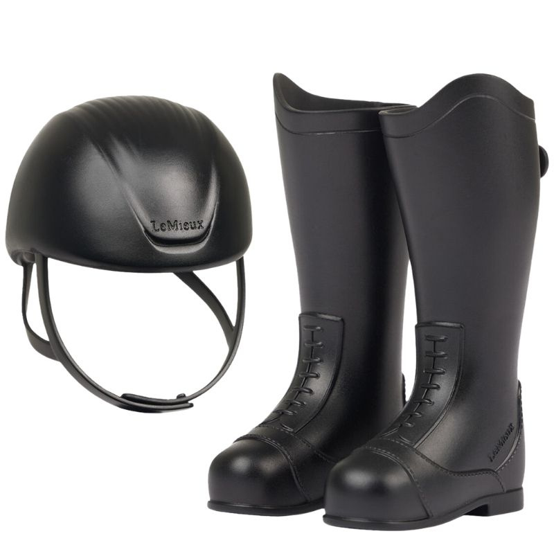Riding Helmet & Tall Boots Toy Rider Black