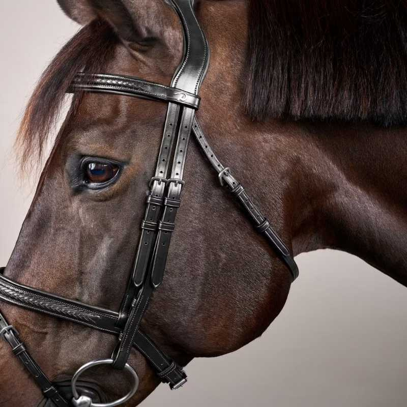 Flash Noseband Bridle Plaited New English Collection Black