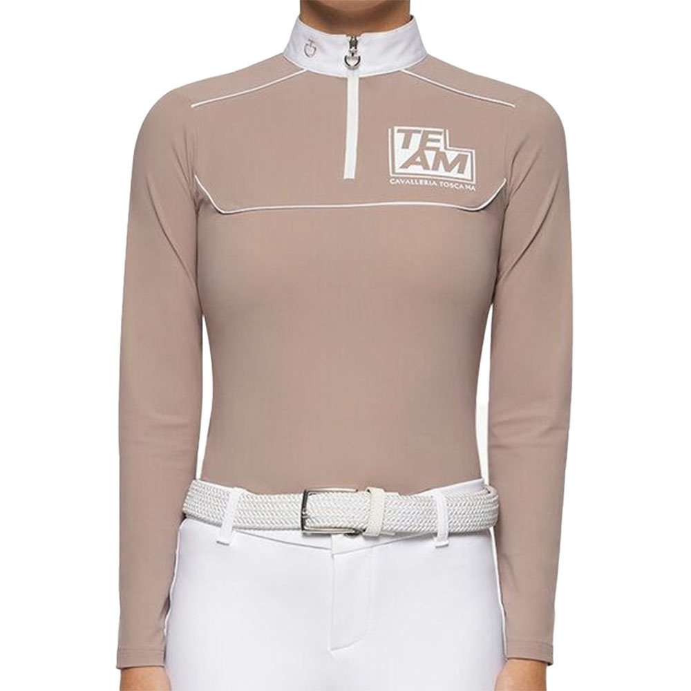 Competition Top Jr Team Daytona Jersey Zip Polo Beige