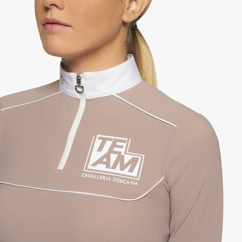 Competition Top Jr Team Daytona Jersey Zip Polo Beige