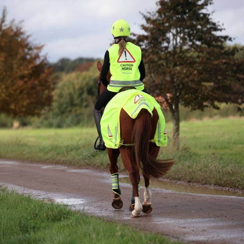 Reflective Vest Caution Horse Yellow