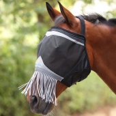 Fly Mask Fine Mesh without Ears with Nose Fringe Black Fly Mask Fine Mesh without Ears with Nose Fringe Black