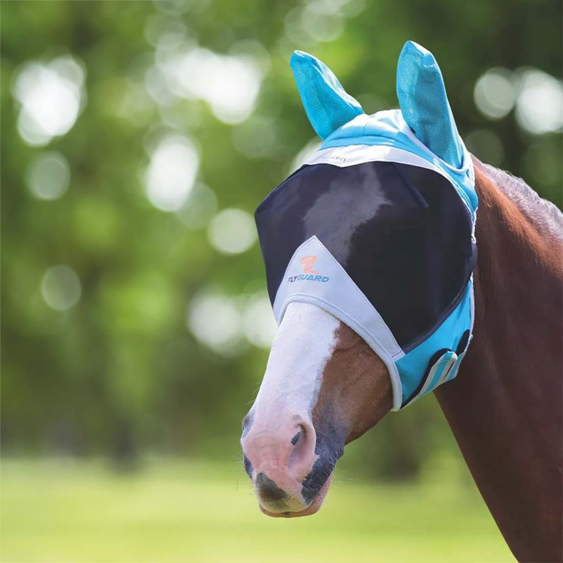 Fine Mesh Fly Mask with Ears Teal/Gray