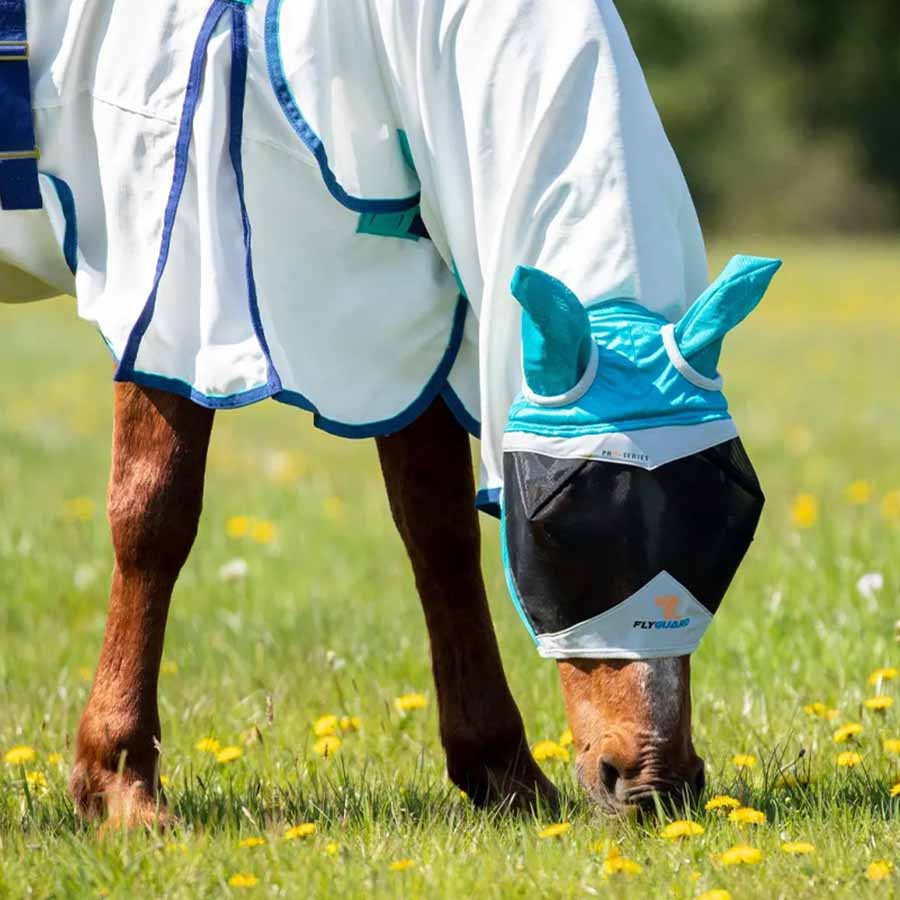 Fine Mesh Fly Mask with Ears Teal/Gray