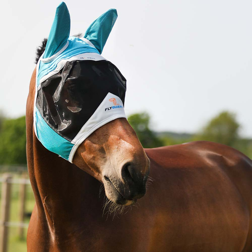 Fine Mesh Fly Mask with Ears Teal/Gray