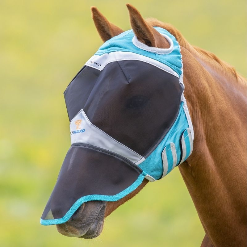 Fly mask without Ears with Nose Fine Mesh Teal
