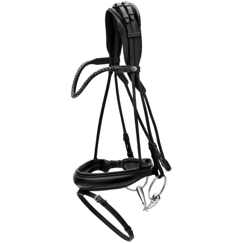 Dressage Bridle Wide Noseband Soft Collection Black